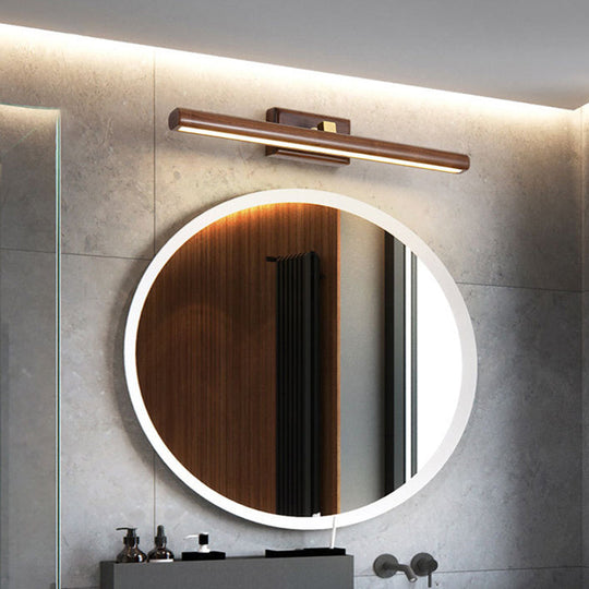 Dark Wood Nordic Linear Wall Sconce Bathroom Led Light With Acrylic Shade