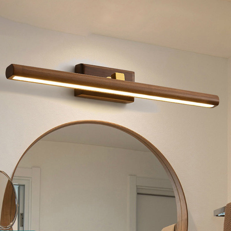 Dark Wood Nordic Linear Wall Sconce Bathroom Led Light With Acrylic Shade