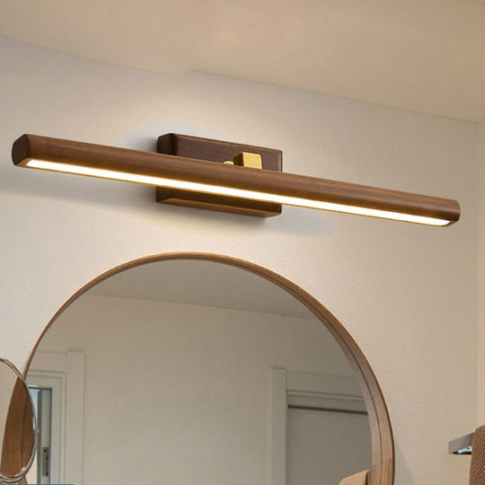Dark Wood Nordic Linear Wall Sconce Bathroom Led Light With Acrylic Shade