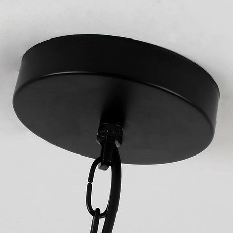 Retro Style 6/8-Light Chandelier With Wire Guard And Bell Shade In Black