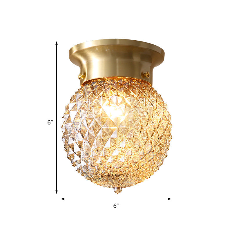 Modern Crystal Shade Flush Mount Ceiling Light - Brass Finish