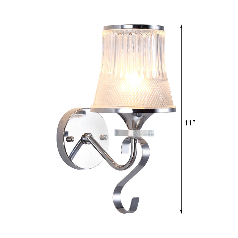 Frosted Glass Bell Wall Sconce - Modern Chrome Lighting For Bedroom