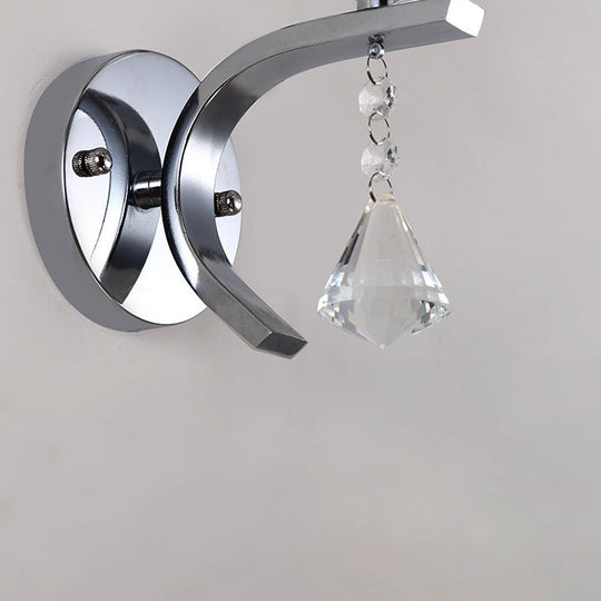 Frosted Glass Bell Wall Sconce - Modern Chrome Lighting For Bedroom