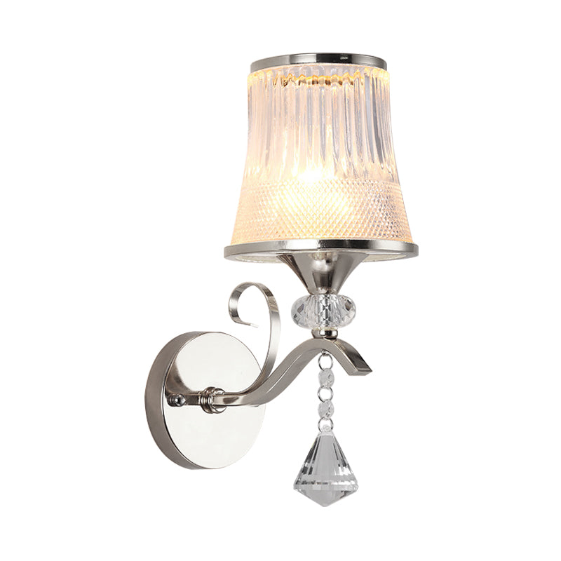 Frosted Glass Bell Wall Sconce - Modern Chrome Lighting For Bedroom