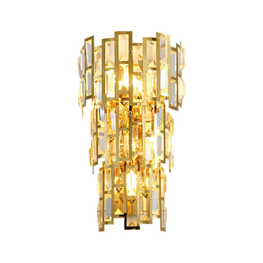 Vintage-Style Crystal Tiered Wall Sconce: Gold Finish 3/5 Lights Living Room Lamp