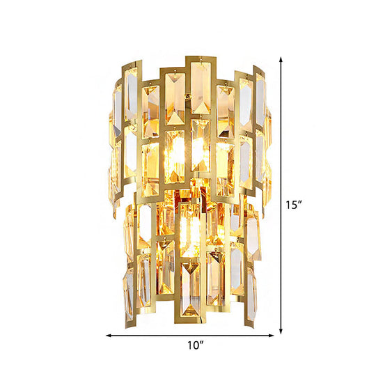 Vintage-Style Crystal Tiered Wall Sconce: Gold Finish 3/5 Lights Living Room Lamp