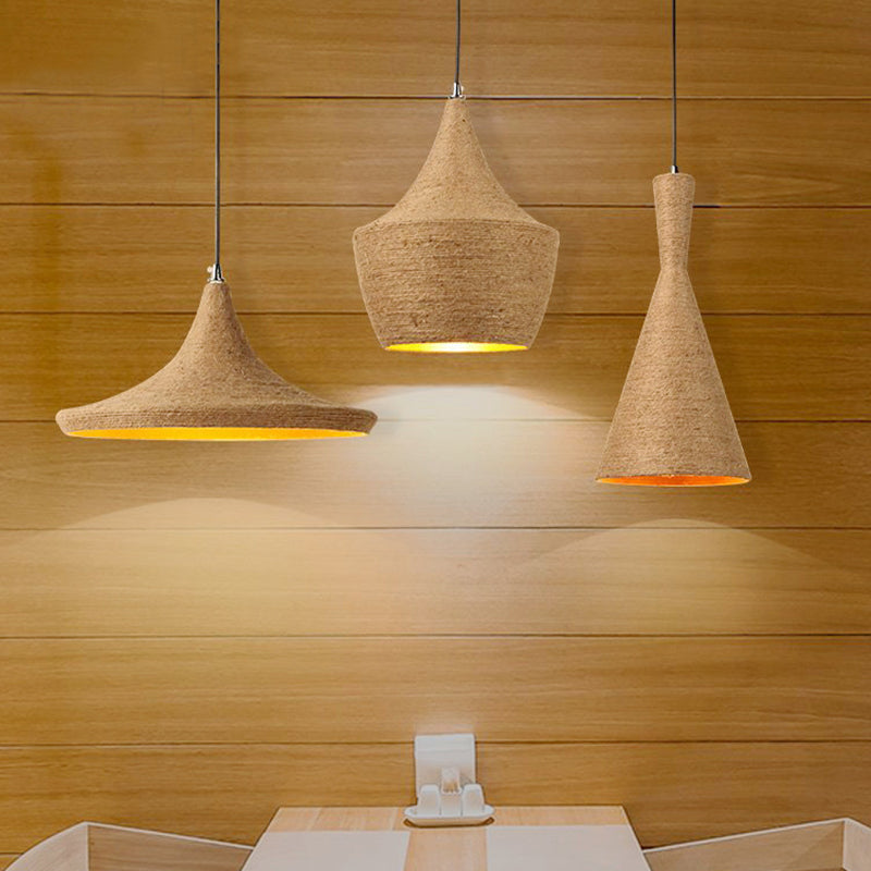 Rustic Geometric Hemp Rope Pendant Ceiling Light For Restaurants