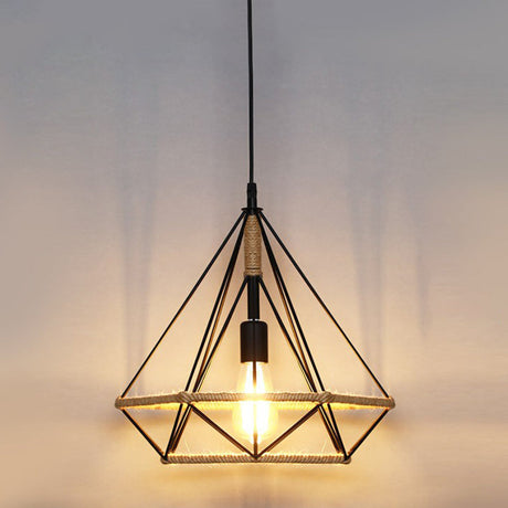 Hemp Rope Hanging Lamp - Single-Bulb Pendant For Vintage Restaurant Lighting (Brown) Brown / A