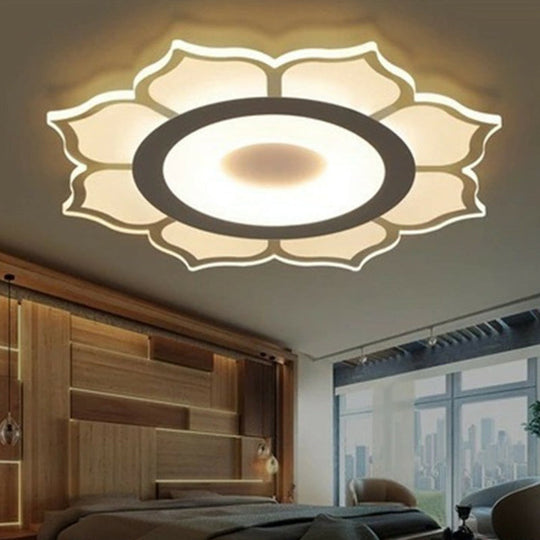Minimalist Lotus Flush Mount Led Lighting For Living Room - Clear Acrylic Fixture
