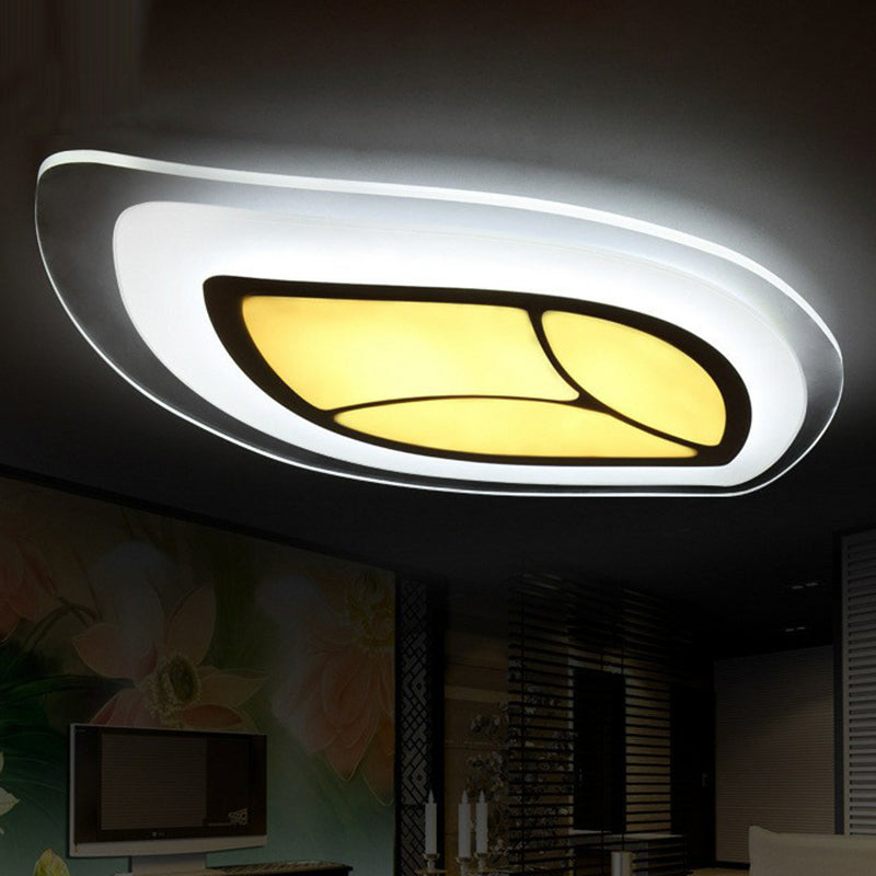 Modern Clear Acrylic Leaf Led Ceiling Light For Living Room / 14 Inner Warm Outer White