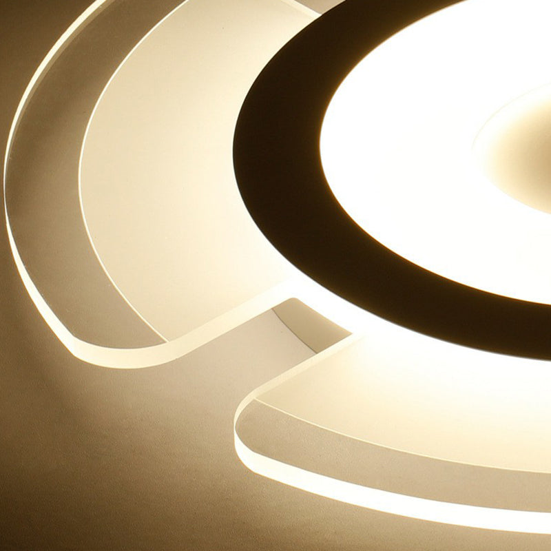 Minimalist Clear Led Flush Mount Fixture For Living Room - Metallic Circular Lighting