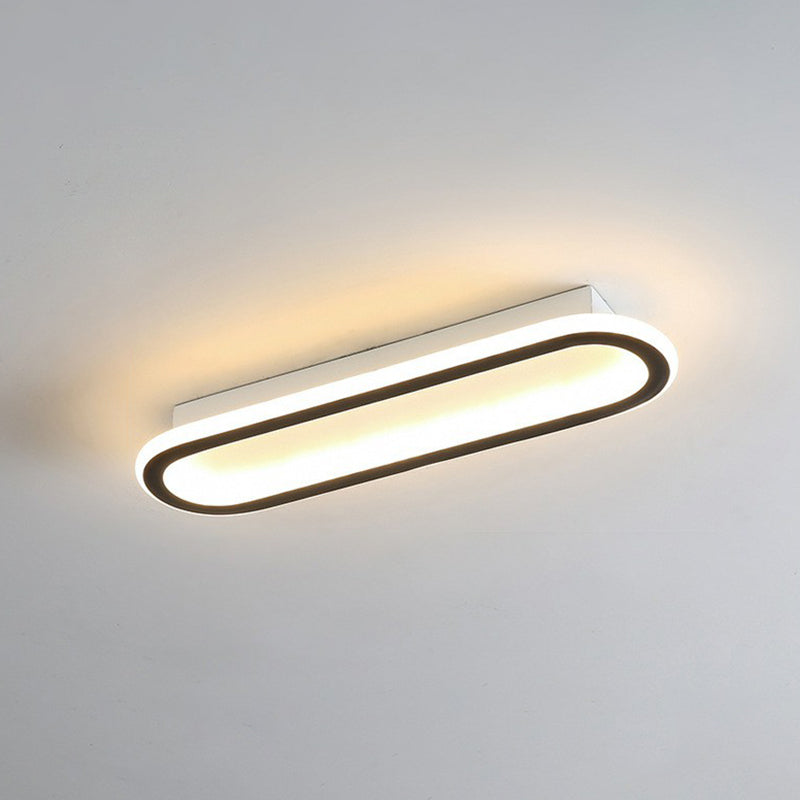 Modern Black Led Flush Ceiling Light For Corridors - Linear Acrylic Design / Medium Third Gear