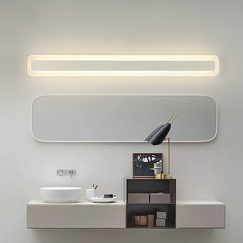 Simplicity Acrylic Led Vanity Light: Rectangular Wall Sconce For White Bathroom Lighting