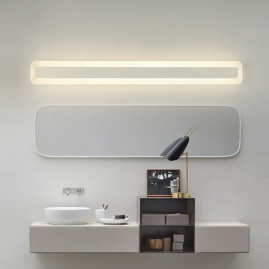 Simplicity Acrylic Led Vanity Light: Rectangular Wall Sconce For White Bathroom Lighting