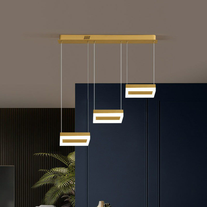 Moderne geometrische LED-Deckenleuchte – Metallic-Finish, 3 Glühbirnen – Esszimmerleuchte