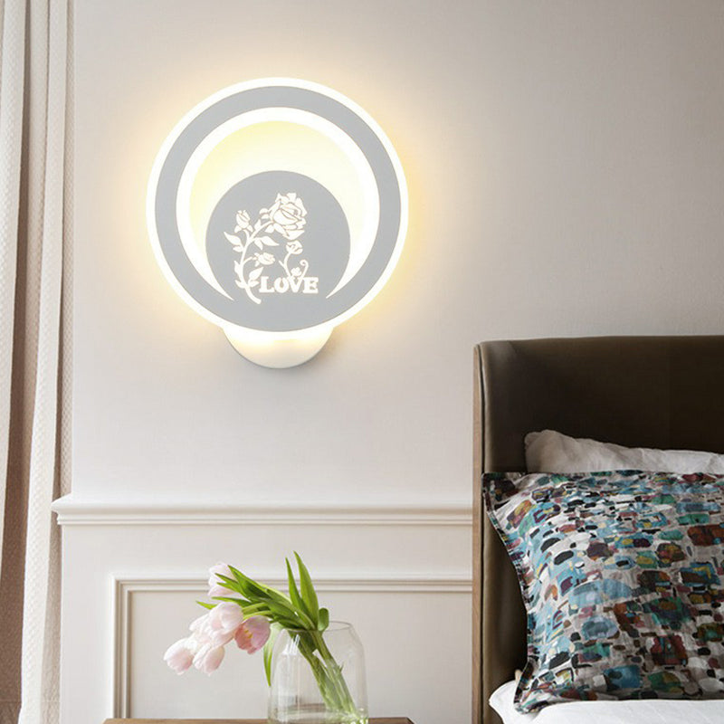 Modern Circular Sconce Lighting: Acrylic Led Wall Light Fixture In White For Living Room