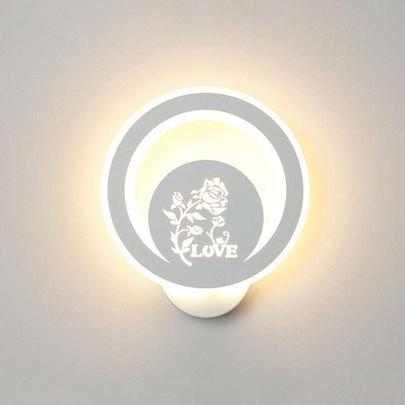 Modern Circular Sconce Lighting: Acrylic Led Wall Light Fixture In White For Living Room / G