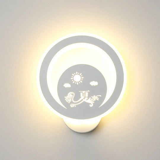 Modern Circular Sconce Lighting: Acrylic Led Wall Light Fixture In White For Living Room / B