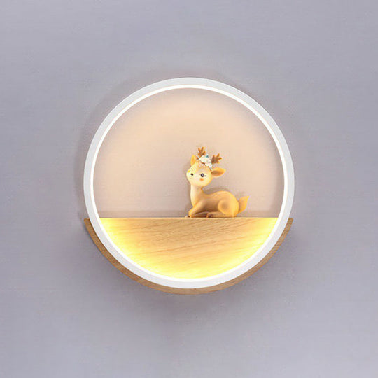 Modern Led Wall Sconce With Decorative Deer For Living Room White / Warm