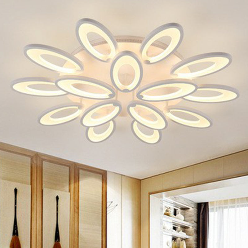 Peacock Ceiling Mounted Led Light: Minimalist Acrylic Semi Flush Mount For Living Room In White 15