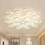 Peacock Led Semi Flush Light - Acrylic Simplicity White Ceiling Mount Ideal For Living Room