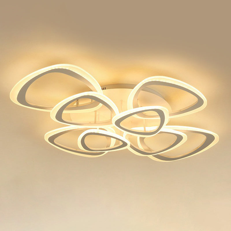 Contemporary Triangle Led Flush Mount Light For Living Room Ceiling In White Acrylic
