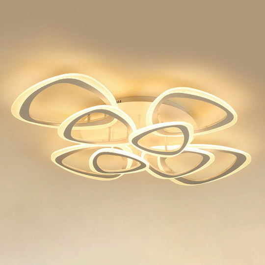Contemporary Triangle Led Flush Mount Light For Living Room Ceiling In White Acrylic