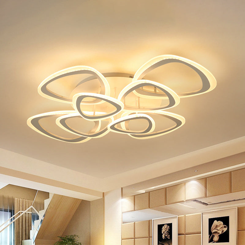 Contemporary Triangle Led Flush Mount Light For Living Room Ceiling In White Acrylic 8 / Warm