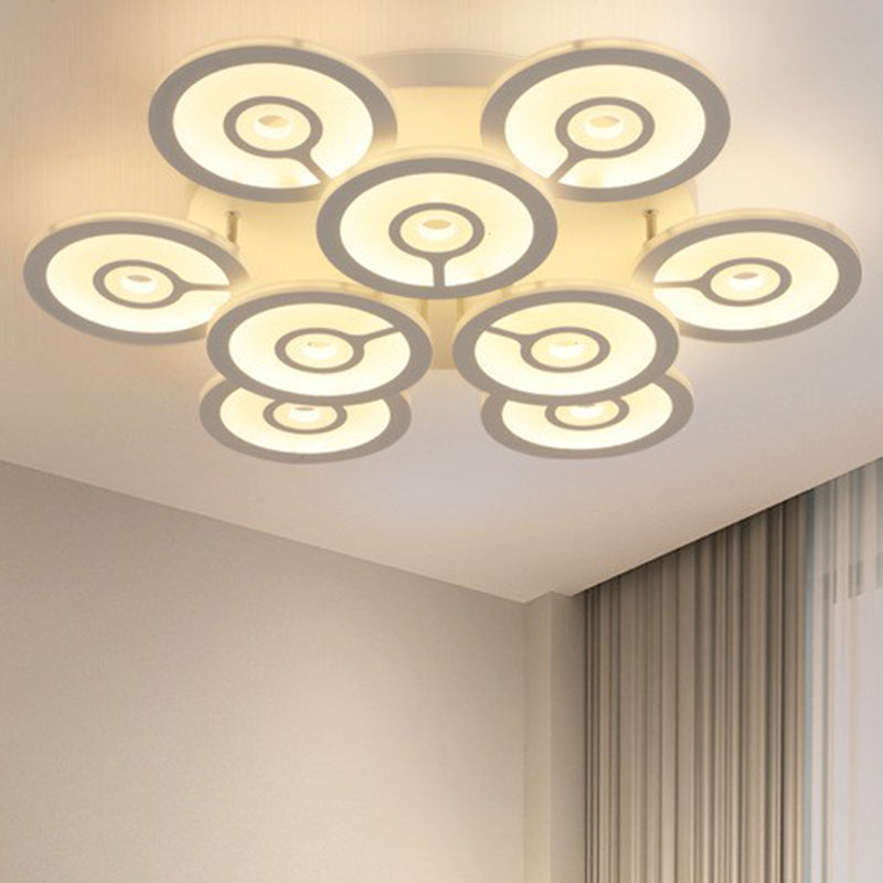 Modern White Floral Led Ceiling Light With Acrylic Fixture - Semi - Flush Mount For Living Room 9 /