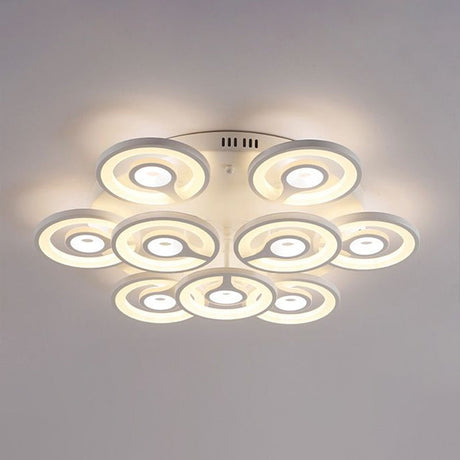 Modern White Floral Led Ceiling Light With Acrylic Fixture - Semi - Flush Mount For Living Room