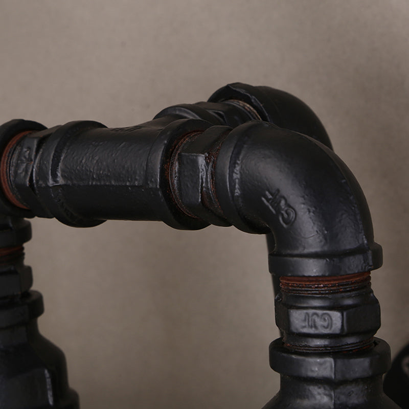 Antique Iron Wall Mount Pipe Lighting 6-Head Black Light For Restaurants