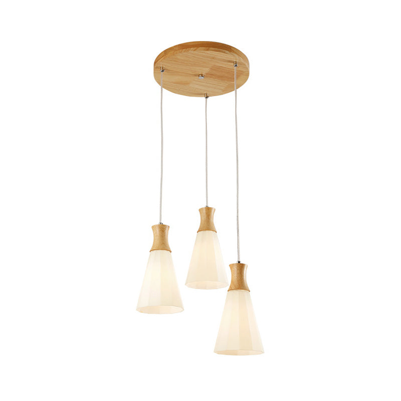 Contemporary White Glass 3-Headed Hanging Light For Dining Room Ceiling