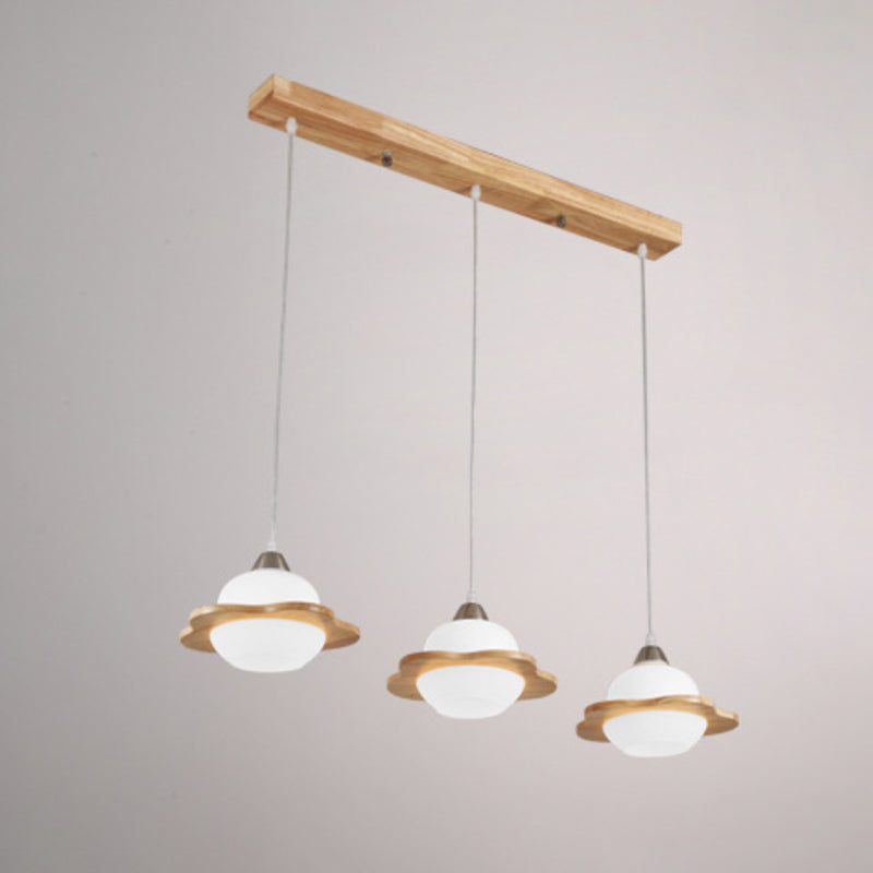 Contemporary White Glass Hanging Light With 3 Heads - Perfect For Dining Room Ceiling Lighting