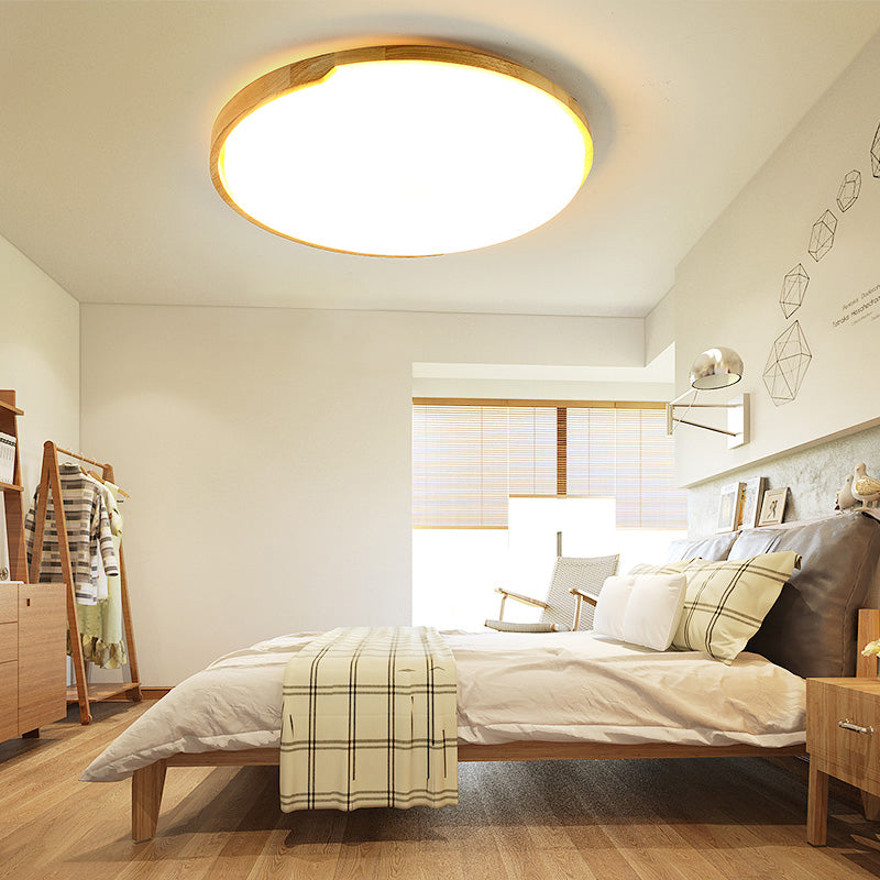 Wood Simplicity Ultra - Thin Round Led Flush Mount Bedroom Ceiling Light