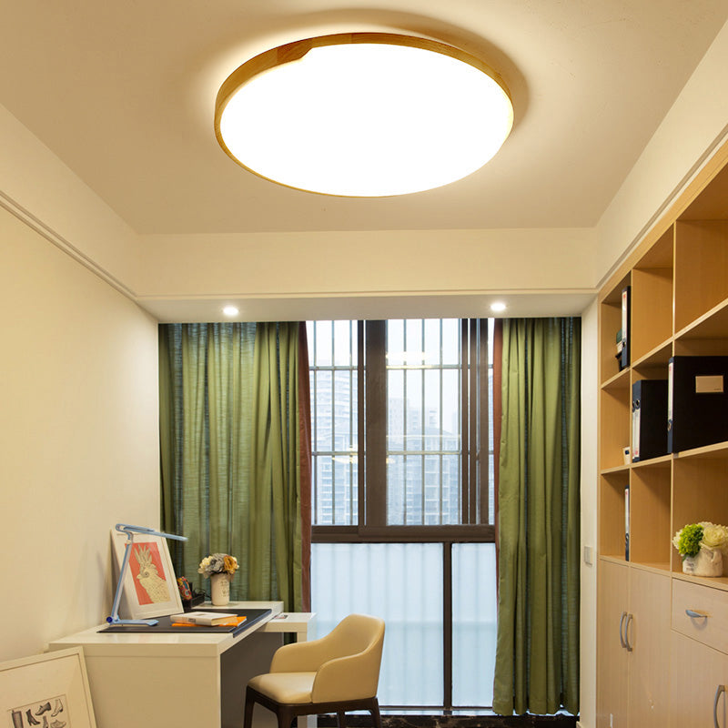 Wood Simplicity Ultra - Thin Round Led Flush Mount Bedroom Ceiling Light