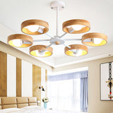 Circle Shaped Wooden Pendant Chandelier - Simplicity For Bedroom Lighting 6 / White
