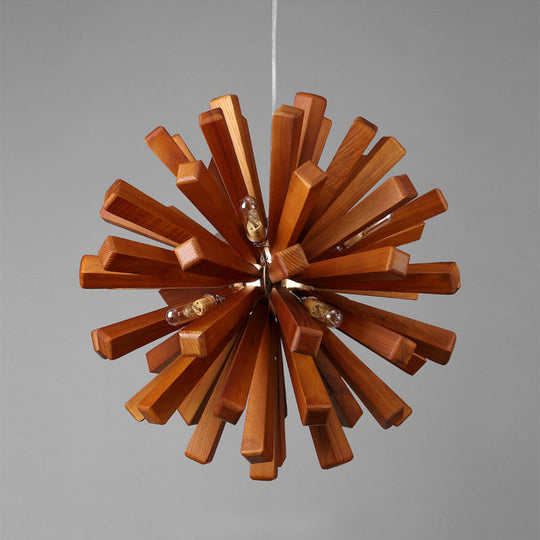 Nordic Style Wood Dandelion Chandelier For Restaurant Lighting