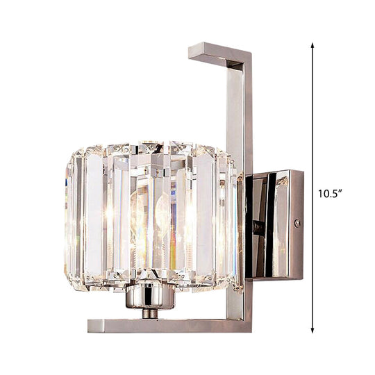 Minimalist Crystal Wall Lamp With Chrome Backplate & 1 Light
