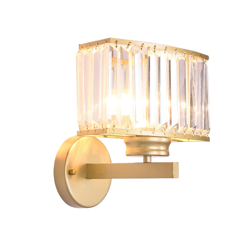 Modern Clear Crystal Wall Lamp With Gold Finish - Perfect For Hallway Lighting
