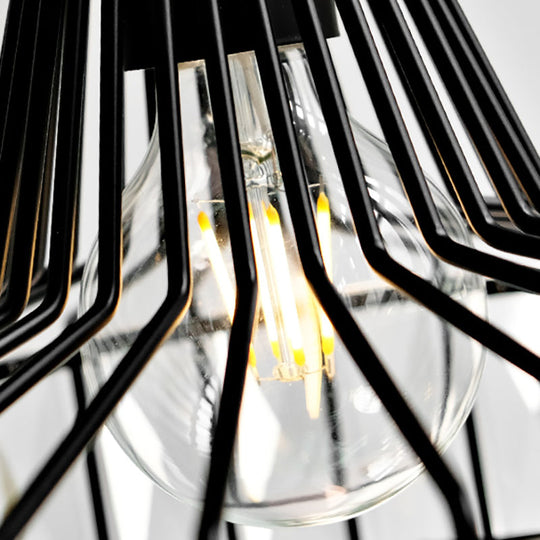 Industrial Black Barn Pendant Light Fixture With Crystal Block - 1 Hanging Kit 10’/12.5’ Wide