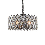 Postmodern Black Chandelier With 8 Lights Crystal Drum Shade For Living Room Ceiling