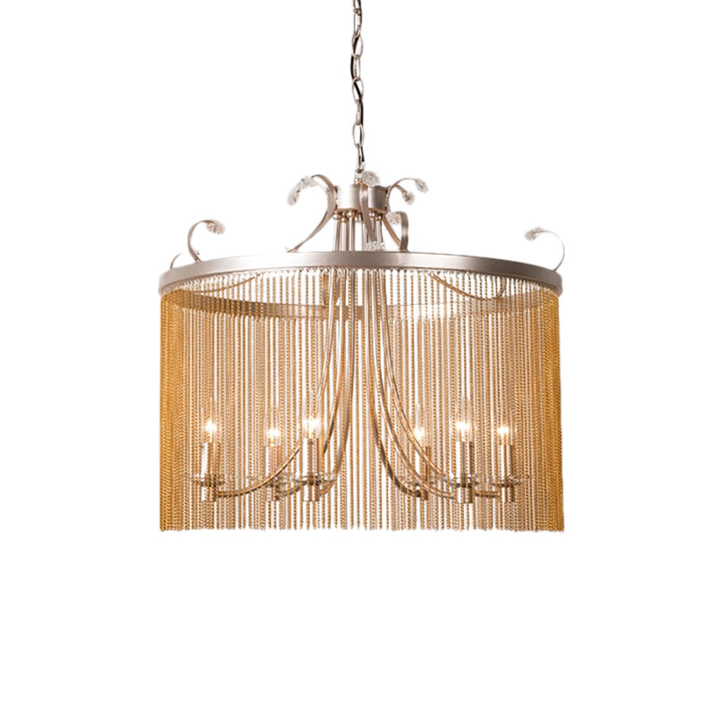 Modern Cylinder Crystal Strand Chandelier Ceiling Light - Gold Pendant 3/5/6 Lights