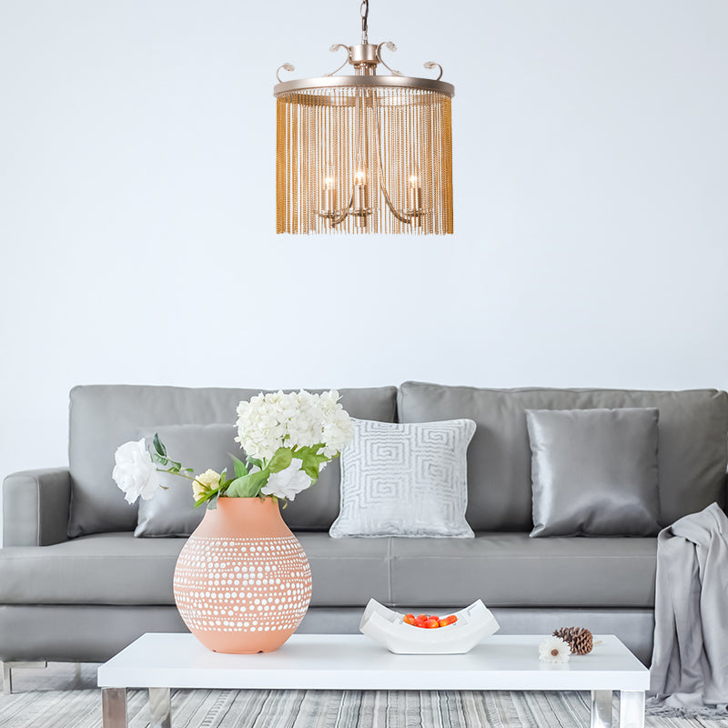 Modern Gold Cylinder Crystal Chandelier Pendant Light - 3/5/6 Lights 15/19.5/24.5 Wide / 15