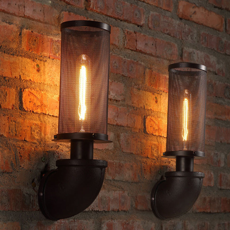 Sleek Wire Cage Wall Mount Light Fixture - Modern Minimalist Design In Black