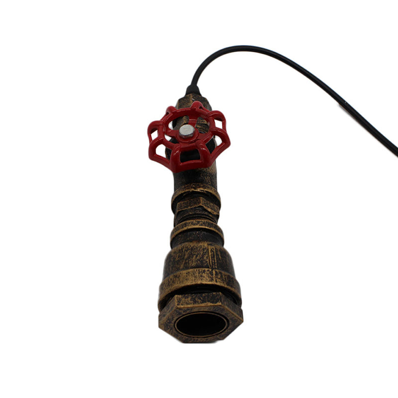 Antique Valve Handle Iron Pendant Light - Single-Bulb Ceiling Fixture In Bronze
