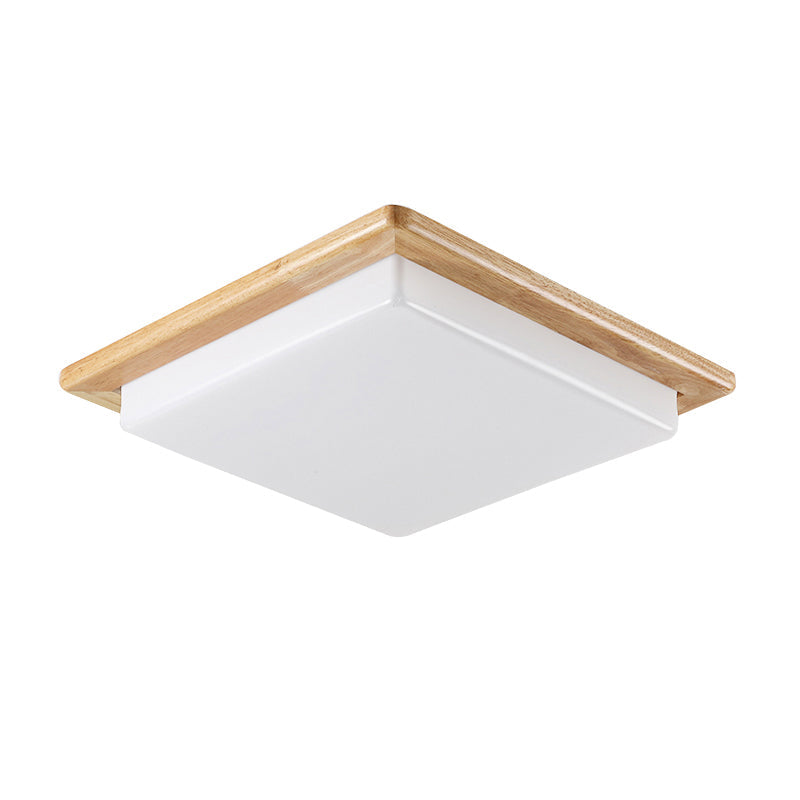 Japanese Acrylic Flush Mount Led Ceiling Light - Wood Finish