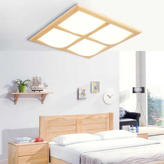 Japanese Style Ultra - Thin Led Flush Mount Light Fixture For Wood Bedroom 4 / Warm