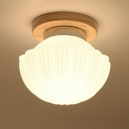 White Glass Led Flush Mount Lighting With Nordic Design Shaded Entryway Ceiling Light Fixture / A