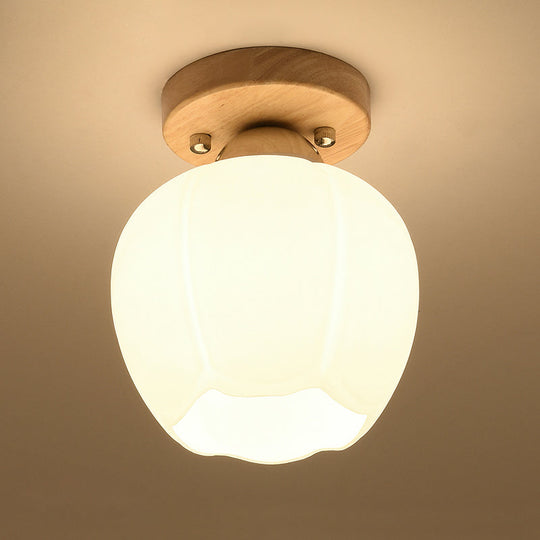 White Glass Led Flush Mount Lighting With Nordic Design – Shaded Entryway Ceiling Light Fixture / B