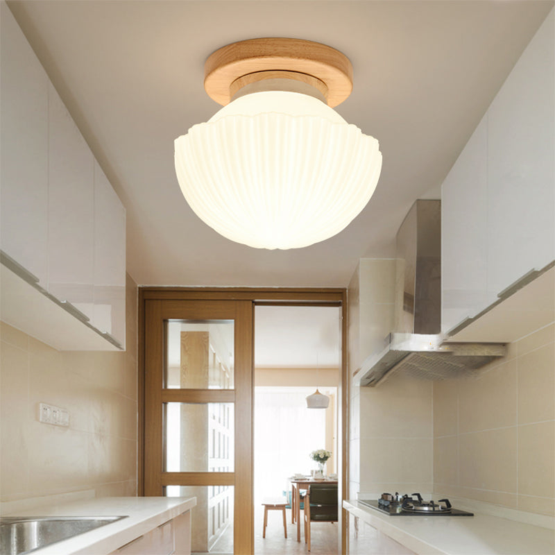 White Glass Led Flush Mount Lighting With Nordic Design Shaded Entryway Ceiling Light Fixture